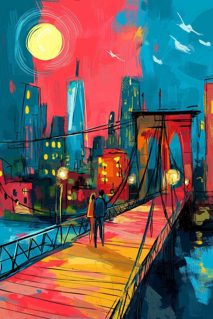 2509005 - Romantisches New York | Bestelle dieses Brooklyn-Bridge Motiv als Wandbild oder Poster in vielen Größen und Ausführungen und mit kostenloser Lieferung innerhalb Deutschlands. 