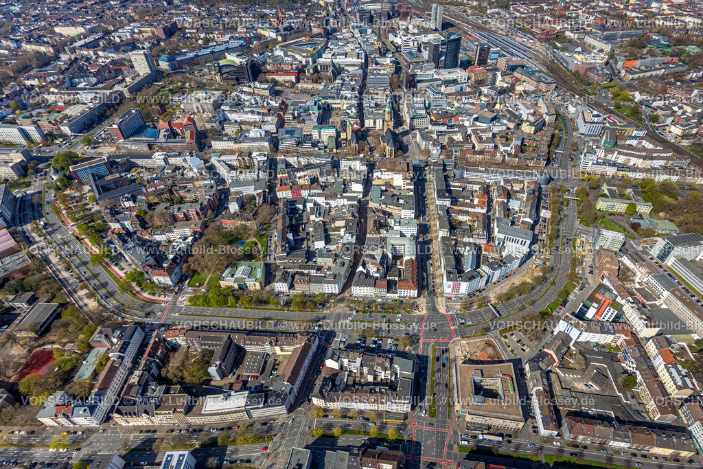 Dortmund220400512 | Luftbild, Innenstadtansicht mit Wallring, RWE Tower schwarzes Hochhaus, Reinoldikirche, City, Dortmund, Ruhrgebiet, Nordrhein-Westfalen, Deutschland