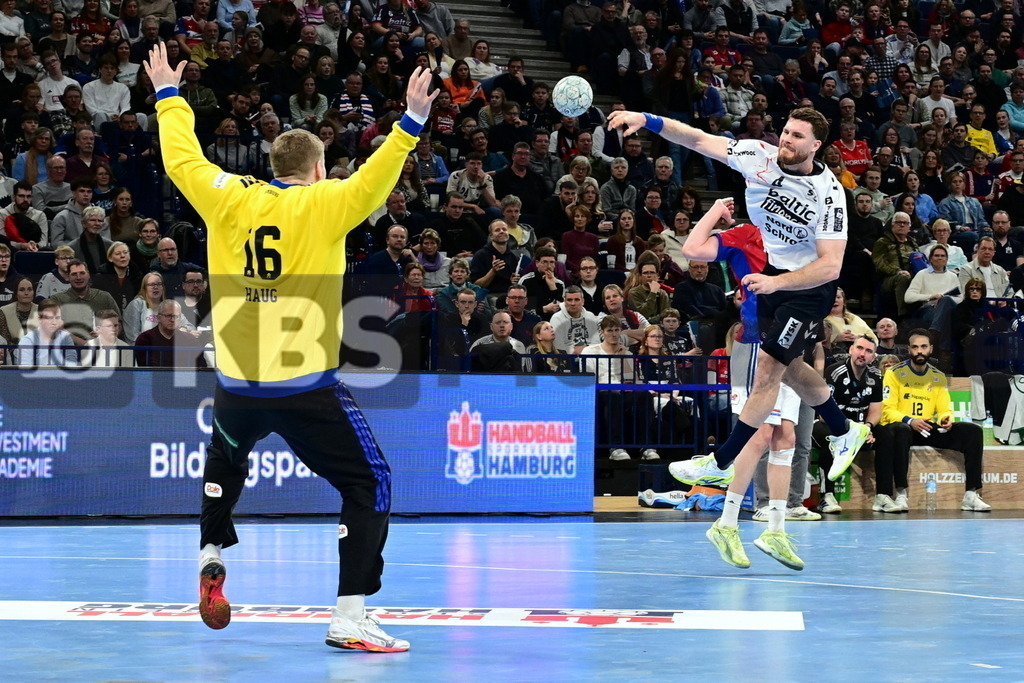 KBS Picture_HSVH-SGFl-Handewitt_042 | v.l. Golla Johannes (SG Fl.-Handewitt) , Haug Robin (HSV Hamburg) ,Sportarena :  Barclays Arena Hamburg, - Realisiert mit Pictrs.com