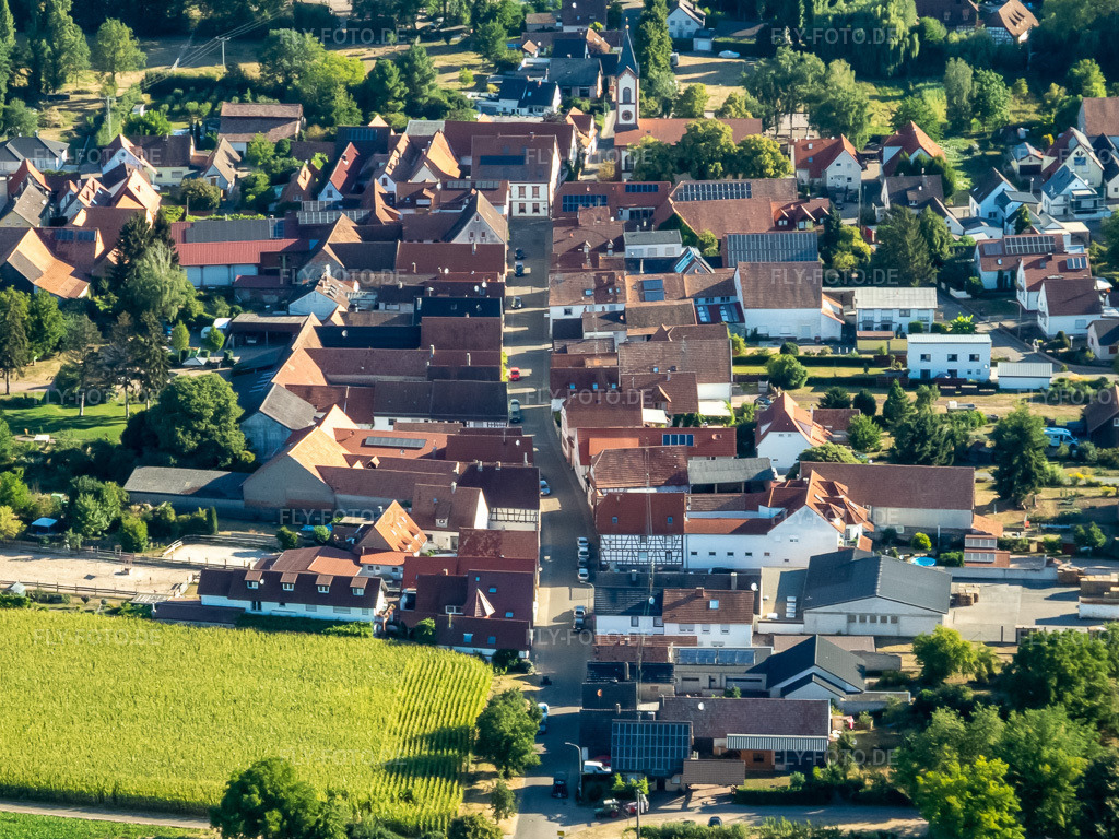 Luftbild: Mühlhofen, Waldstr im Ortsteil Mühlhofen in Billigheim-Ingenheim im Bundesland Rheinland-Pfalz in Deutschland. Foto: P8080035.jpg vom 08.08.2022 durch Werner Riehm/FLY-FOTO.de