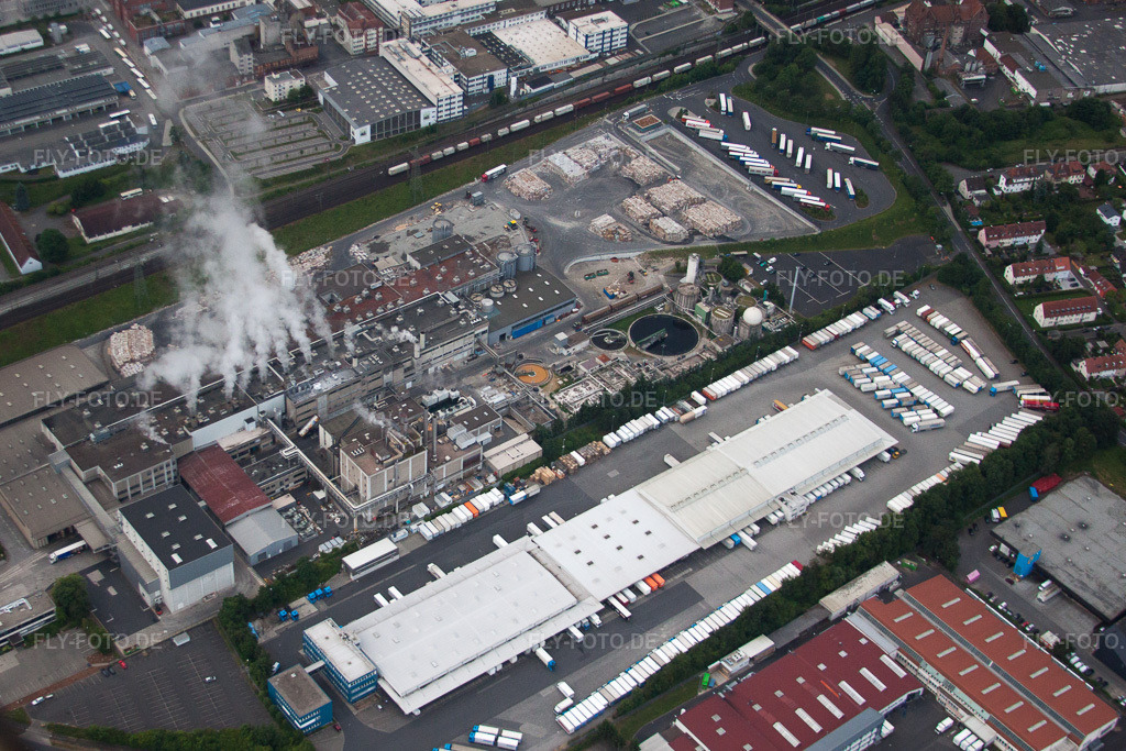 Luftbild: Hochregal- Lager-Gebäudekomplex und Logistikzentrum auf dem Gelände der Friedrich Zufall GmbH & Co. KG im Ortsteil Frauenberg in Fulda im Bundesland Hessen in Deutschland. Foto: IMG_68445.jpg vom 21.06.2014 durch Werner Riehm/FLY-FOTO.de
