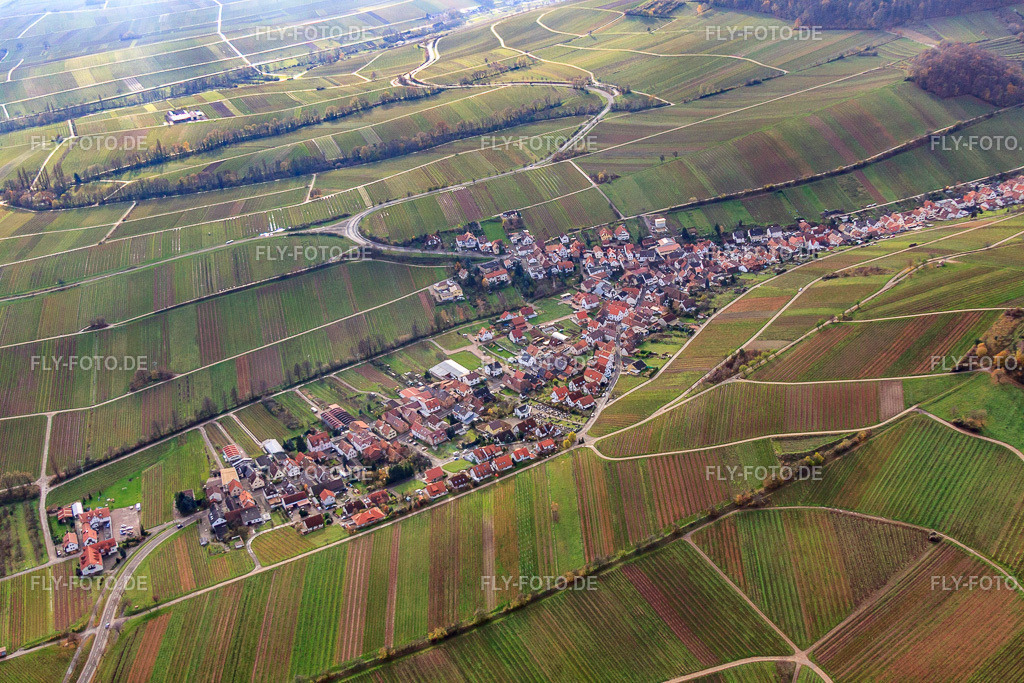 Winzerdorf zwischen kahlen Weinbergen | Luftbild: Winzerdorf zwischen kahlen Weinbergen in Ranschbach im Bundesland Rheinland-Pfalz in Deutschland. Foto: IMG_61277.jpg vom 30.11.2013 durch Werner Riehm/FLY-FOTO.de - Realisiert mit Pictrs.com