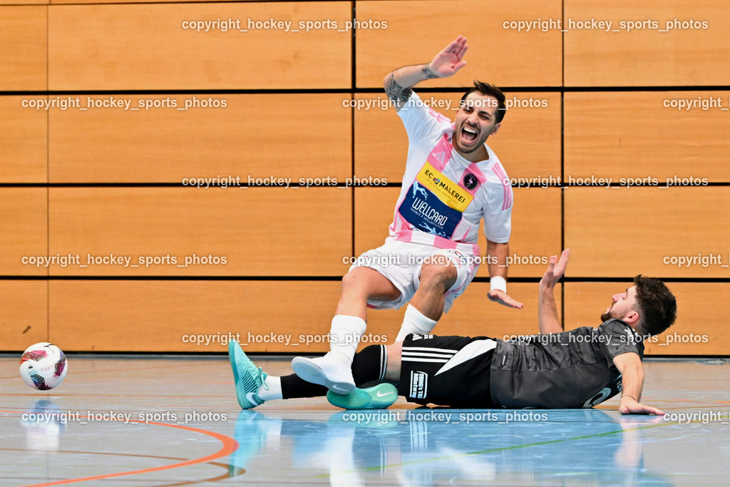 Carinthia Flamengo Futsal Club vs. FC Ljuti Krajisnici | #70 Yosifov Svetlozar Angelov Carinthia Flamengo, #6 Muhamed Ramic FC Ljuti Krajisnici, Carinthia Flamengo Futsal Club vs. FC Ljuti Krajisnici, Carinthia Flamengo Fusal Club vs. FC Ljuti Krajisnici am 12.10.2025 in Klagenfurt (Ballspielhalle Viktring), Austria, (Photo by Bernd Stefan)