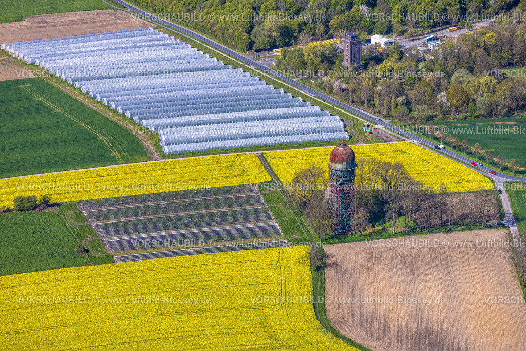 Dortmund230400592 | Luftbild, Landwirtschaftliche Fläche, Erdbeeranbau unter Folie, Wasserturm Lanstroper Ei, Turm ehemalige Luftschachtanlage Rote Fuhr, Hostedde, Dortmund, Ruhrgebiet, Nordrhein-Westfalen, Deutschland