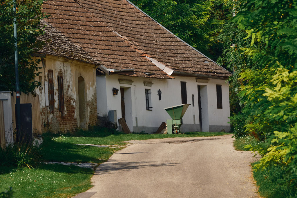 Impressionen einer Kellergasse | Fels am Wagram, Austria - September 29, 2025: Impressionen einer Kellergasse, romantischer Weg durch die Kellerstöckl. - Realisiert mit Pictrs.com