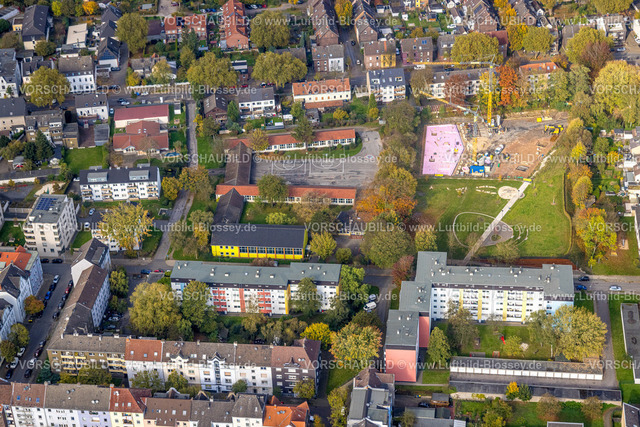 Herne241015794 | Luftbild, Grundschule Ohmstraße, Baustelle Quartierpark Nordstraße im Fortuna Park, Baukau, Herne, Ruhrgebiet, Nordrhein-Westfalen, Deutschland