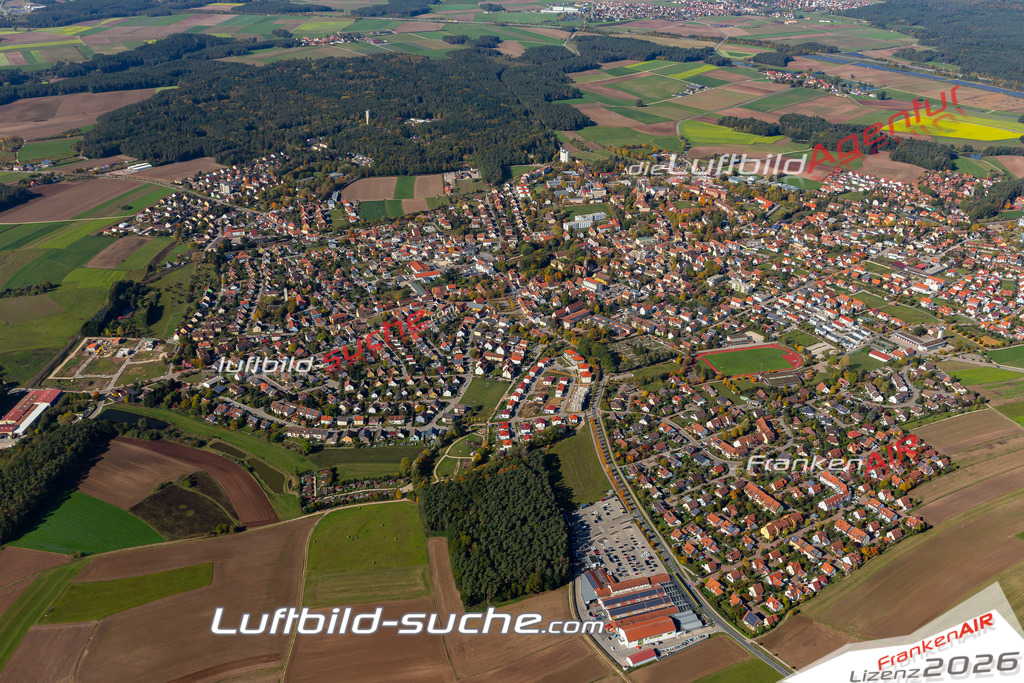 aktuelles Luftbild von  Neuendettelsau - Luftaufnahme wurde 2019 von https://frankenair.de mittels Flugzeug (keine Drohne) erstellt.