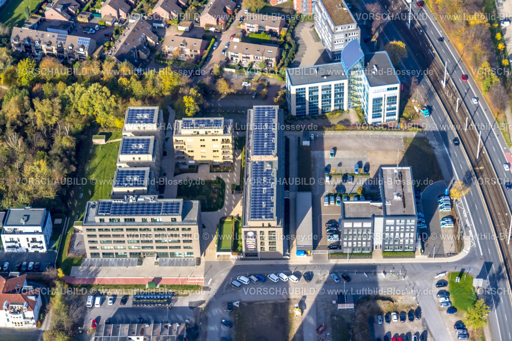 Bochum221100567 | Luftbild, Seven Stones Quartier, Baustelle und Neubau eines Gebäudekomplexes in Modulbauweise am Community Campus, Polizeiwache, Wiemelhausen, Bochum, Ruhrgebiet, Nordrhein-Westfalen, Deutschland