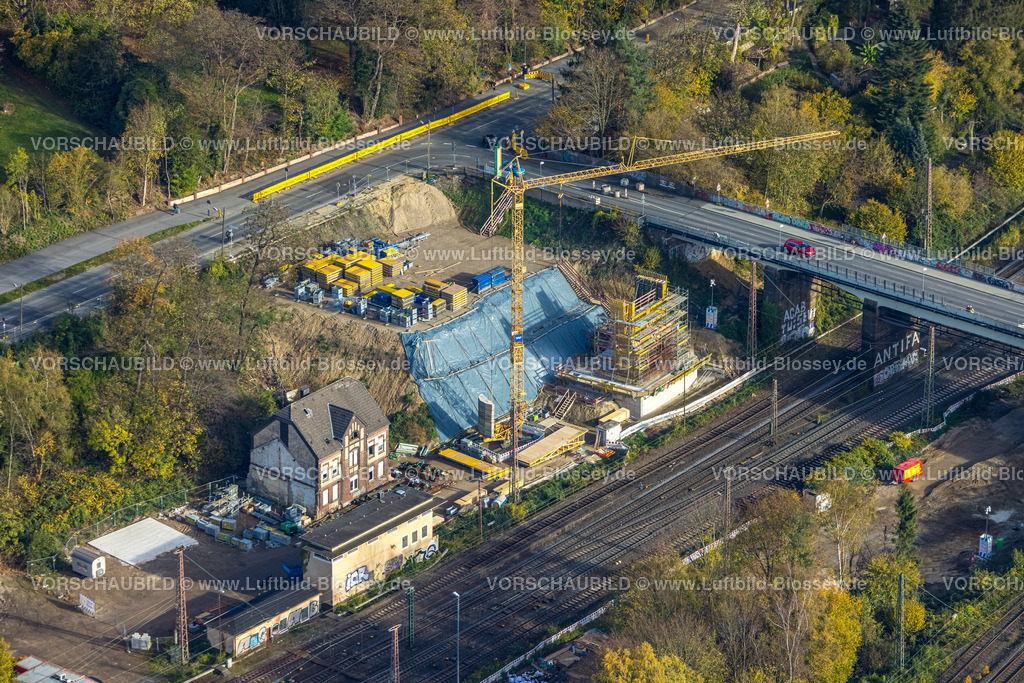 Bochum221101061 | Luftbild, Baustelle und Neubau Brücke Lohring, Kornharpen-Voede-Abzweig, Bochum, Ruhrgebiet, Nordrhein-Westfalen, Deutschland