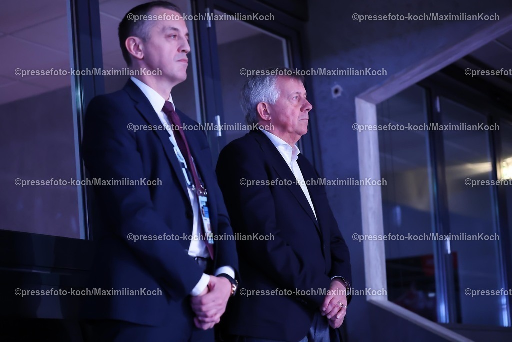 EHF19012601039 | 19.01.2026, Handball, Men's EHF EURO 2026, Österreich - Serbien, Jyske Bank Boxen in Herning, Dänemark, Preliminary Round: EHF Präsident Michael Wiederer (CEO) neben COO Martin Hausleitner