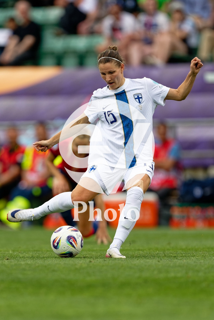 Norway v Finland - UEFA Women's EURO 2025 Group A | SION, SWITZERLAND - JULY 6: Natalia Kuikka of Finland shoots   during the UEFA Womens EURO 2025 Group A match between Norway and Finland at Stade de Tourbillon on July 6, 2025 in Sion, Switzerland. (Photo by Giuseppe Velletri/Sports Press Photo/Getty Images)