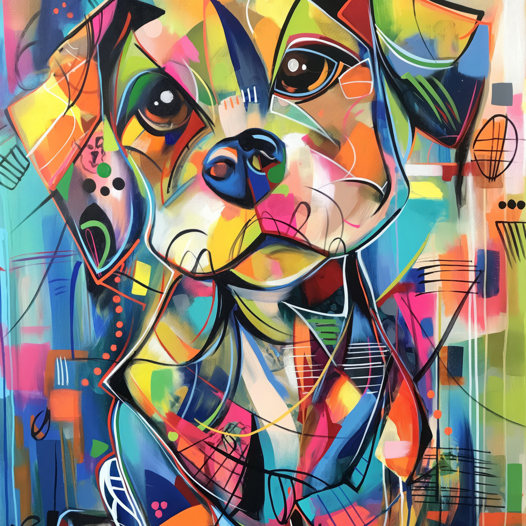 2405024 - Bunter abstrakter Hund | Ein Hund im Stil eines bunten abstrakten Gemäldes.