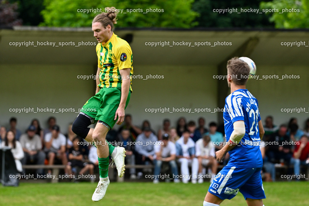 WSG Radenthein vs. St. Michael ob Bleiburg | #3 Max Unterwandling WSG Radenthein, #21 Philipp Gerhard Pachoinig St. Michael ob Bleiburg, WSG Radenthein vs. St. Michael ob Bleiburg, WSG Radenthein vs. St. Michael ob Bleiburg  am 15.06.2024 in Radenthein (Sportplatz Radenthein), Austria, (Photo by Bernd Stefan)
