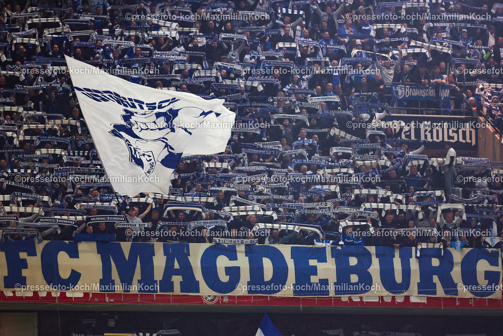 Koe14092402087 | 14.09.2024, 2. Fußball Bundesliga, 1. FC Köln - 1. FC Magdeburg, RheinEnergieSTADION, Saison 2024 2025: Gästeblock Feature Symbolbild Fans Ultras Fanschal Zuschauer Besucher TribüneDFB regulations prohibit any use of photographs as image sequences and or quasi-video.