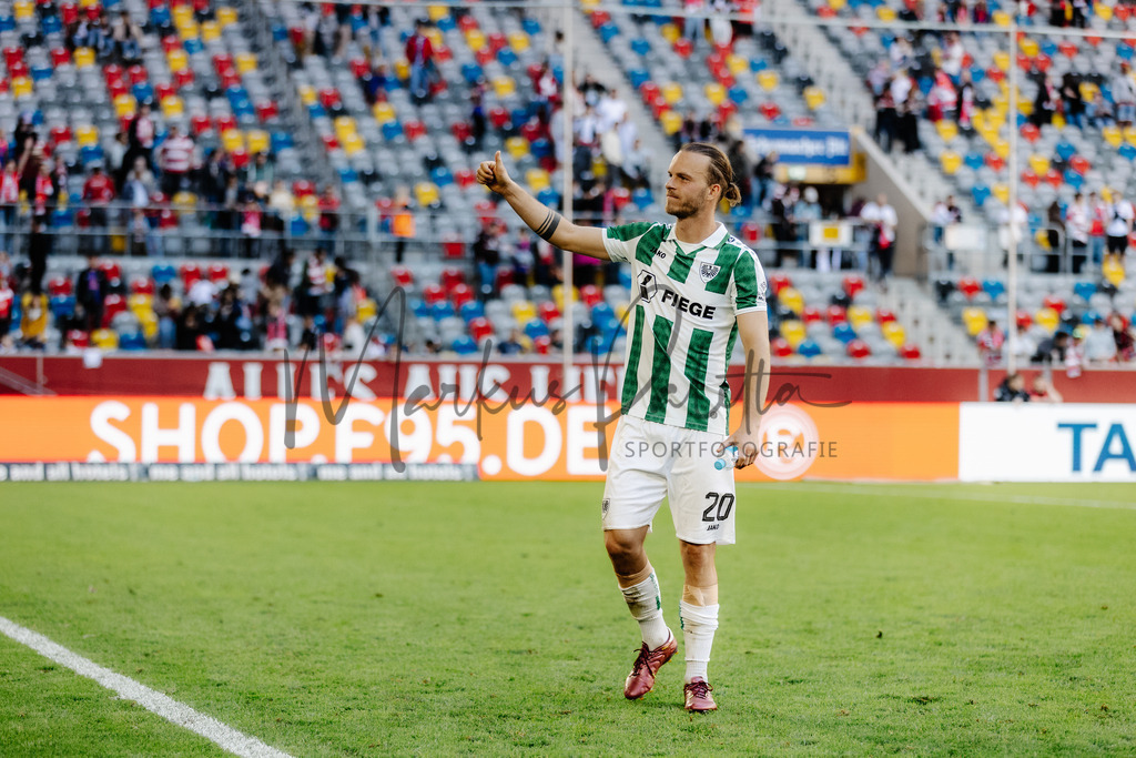 2. Bundesliga, Saison 2024/25, 28. Spieltag: Fortuna Düsseldorf - SC Preußen Münster | Düsseldorf, 05.04.2025: 2. Bundesliga, 28. Spieltag, Fortuna Düsseldorf gegen SC Preußen Münster in der Merkur Spiel-Arena in Düsseldorf. Foto: sportfotografie.ms | Markus Paletta - Realisiert mit Pictrs.com