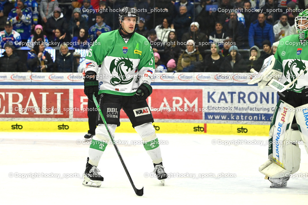 EC IDM WÄRMEPUMPEN VSV vs. Olimpija Ljubljana | #15 Blaz Gregorc Olimpija Ljubljana, #30 Luka Kolin Olimpija Ljubljana, EC IDM WÄRMEPUMPEN VSV vs. Olimpija Ljubljana, EC IDM WÄRMEPUMPEN VSV vs. Olimpija Ljubljana am 01.02.2026 in Villach (Stadthalle Villach), Austria, (Photo by Bernd Stefan)