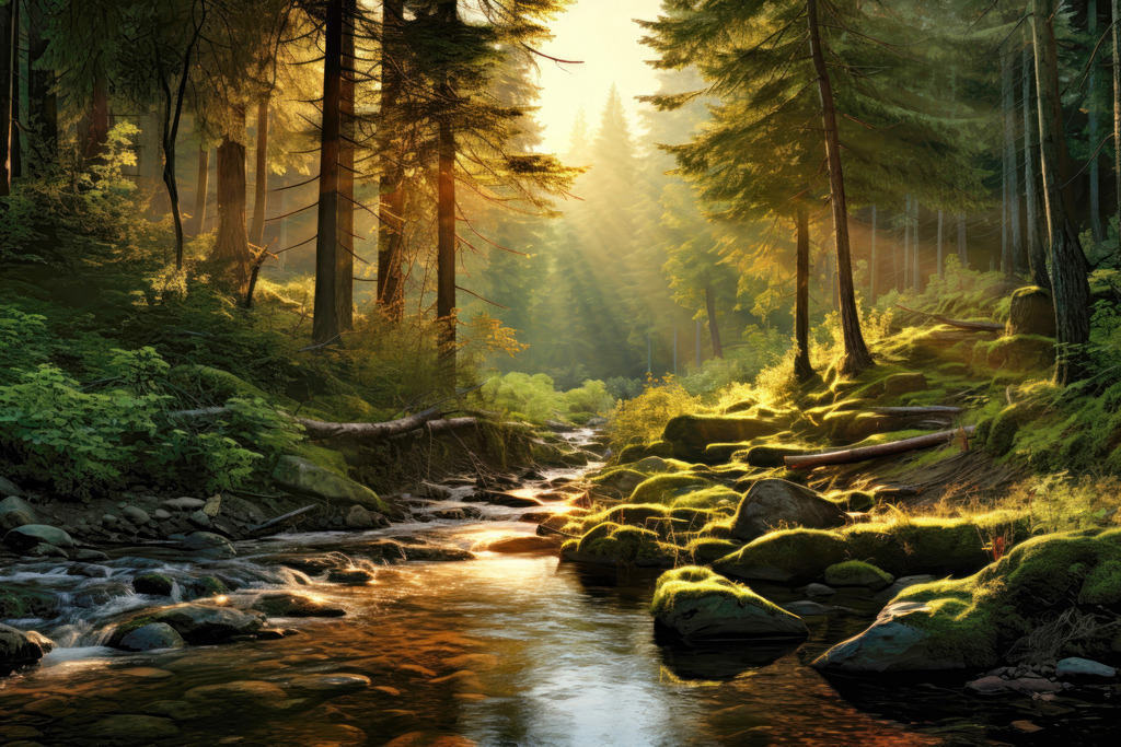 2309035 - Bachlauf im Wald | Wunderschönes Motiv eines Bachs in einem lichtdurchfluteten Wald.