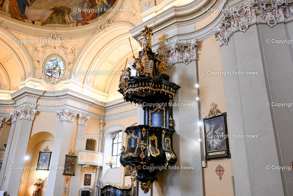 Pöstlingberg_ Pöstlingbergkirche_ Wallfahrtsbasilika_ Wahrzeichen_ Linz_ 03.04.2023-8 | 03.04.2023, Pöstlingberg, AUT, Pöstlingberg, Pöstlingbergkirche, Wallfahrtsbasilika, Wahrzeichen, Linz, im Bild Kanzel