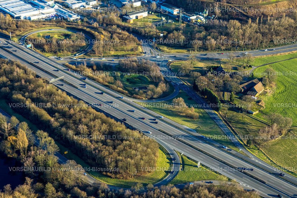 Gladbeck240108121 | Luftbild, Autobahn A2 mit Anschlussstelle Essen/Gladbeck zur Essener Straße Bundesstraße B224, Straßenverkehr, Butendorf, Gladbeck, Ruhrgebiet, Nordrhein-Westfalen, Deutschland