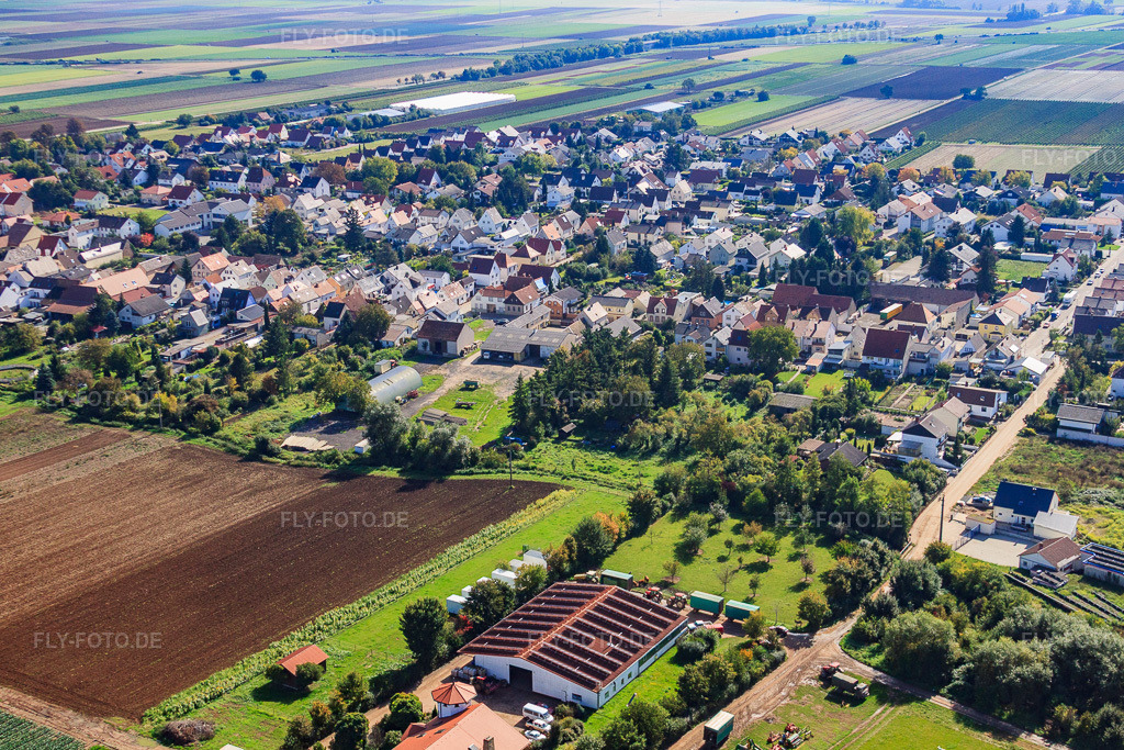Luftbild: Ortsansicht von Nordwesten im Ortsteil Hochdorf in Hochdorf-Assenheim im Bundesland Rheinland-Pfalz in Deutschland. Foto: IMG_34456.jpg vom 03.10.2010 durch Werner Riehm/FLY-FOTO.deAuflösung des Originals: 4646 x 3097 px