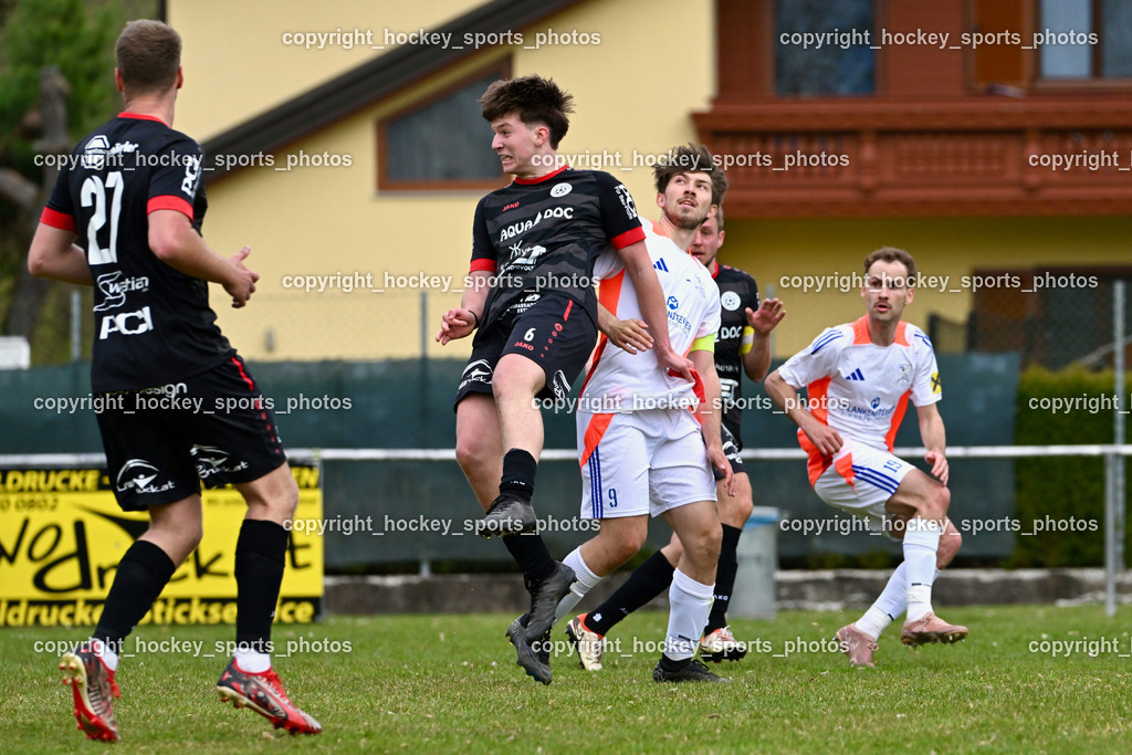 SV Rothenthurn vs. FC Dölsach | #27 Thomas Walker SV Rothenthurn, #6 Yannick Finn Brandner SV Rothenthurn, #9 Philipp Hochegger FC Dölsach, #19 Raphael Wibmer FC Dölsach, SV Rothenthurn vs. FC Dölsach, SV Rothenthurn vs. FC Dölsach am 04.04.2026 in Rothenthurn (Sportplatz Rothenthurn), Austria, (Photo by Bernd Stefan)