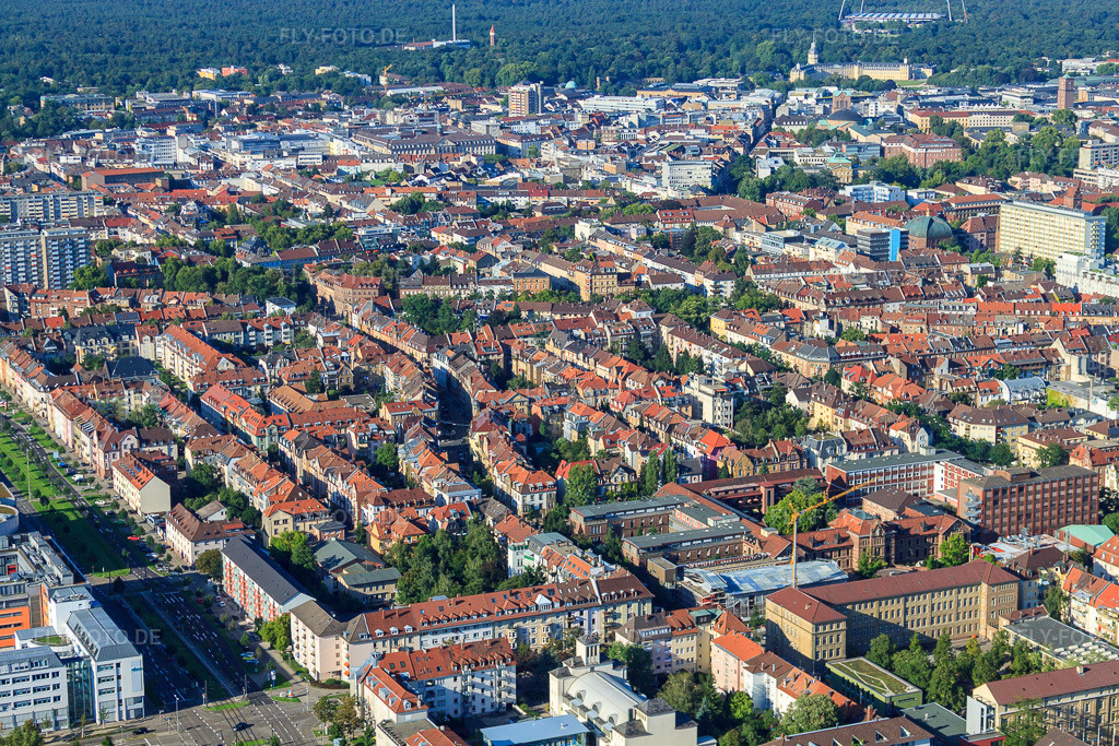 Luftbild: Boeckhstr im Ortsteil Südweststadt in Karlsruhe im Bundesland Baden-Württemberg in Deutschland. Foto: IMG_32278.jpg vom 21.08.2010 durch Werner Riehm/FLY-FOTO.de