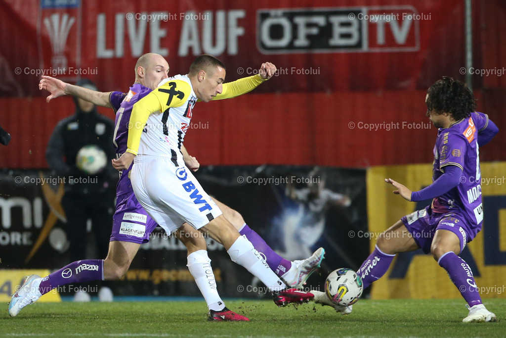 A_LUI_20230205_0004 | LINZ,  AUSTRIA, SOCCER, UNIQA ÖFB CUP, LASK VS AUSTRIA KLAGENFURT
IM BILD: Marin Ljubicic (Lask), Nicolas Wimmer (Austria Klagenfurt), Maximiliano Moreira (Austria Klagenfurt),FOTO:FOTOLUI/UW