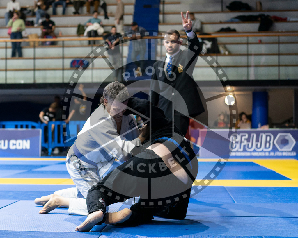 20240122PBB6069 | Fighters compete during the second day of the IBJJF European Championship in Paris, France, on January 22, 2024.