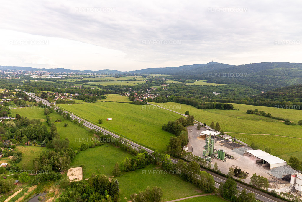 Aerial view: Liberecká Obalovna Sro in Liberec in the state Liberec, Czech Republic. – Photo: IMG_141742.jpg taken on 05/23/2024 by Werner Riehm/FLY-FOTO.com – Resolution of the original: 5472 x 3648 px – BetonServer - BETON SERVER
