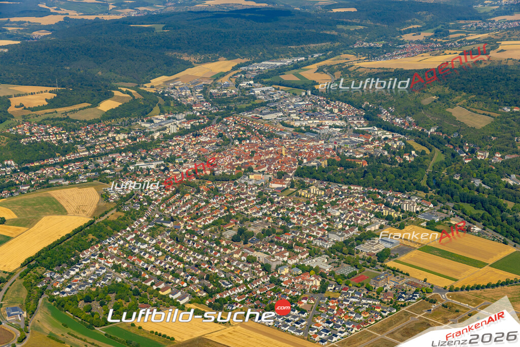 Das Luftbild zeigt :  Bad Mergentheim - Die Luftaufnahme wurde 2023 vom UL-Flugzeug aus erstellt ( keine Drohne ) - Hochauflösende Luftaufnahme - Für grossformatige Ausdrucke geeignet. Die Geschenkidee !Mit Lizenz und Bildrechte bestellbar