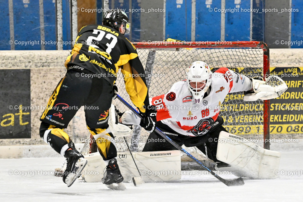 EC MET PHOTOVOLTAIK HORNETS SPITTAL vs. EV ZELTWEG MURTAL LIONS | #23 Sodja Urban EC Hornets Spittal, #88 Mocher Paul EV ZELTWEG MURTAL LIONS, EC MET PHOTOVOLTAIK HORNETS SPITTAL vs. EV ZELTWEG MURTAL LIONS, EC MET PHOTOVOLTAIK HORNETS SPITTAL vs. EV ZELTWEG MURTAL LIONS am 08.02.2026 in Spittal an der Drau (Eissportzentrum Spittal), Austria, (Photo by Bernd Stefan)
