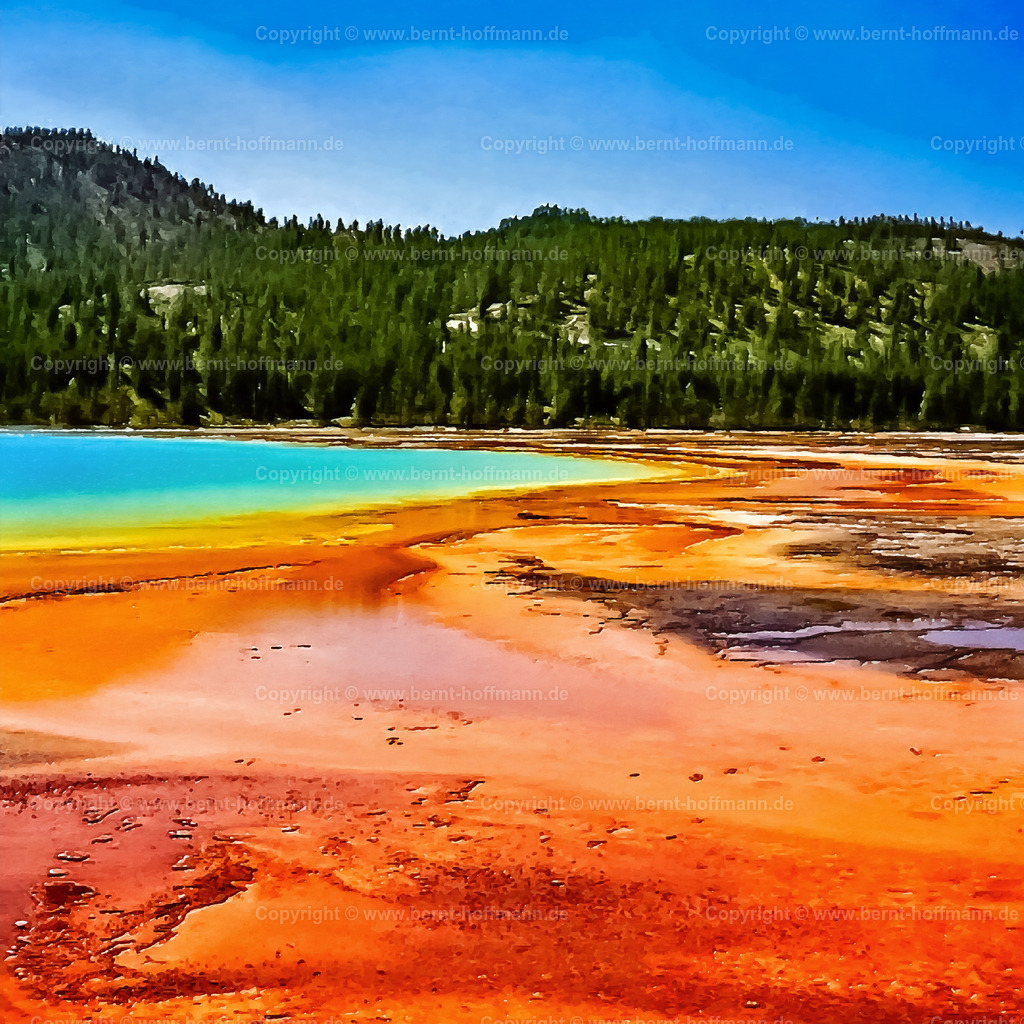 PAD2_FD_Yellowstone-NP_80x80 | DIGITALKUNST. Yellowstone Nationalpark. __ Das Basisfoto für dieses malerisch verwandelte Werk hat der Wahl-Amerikaner Frank Döpke gemacht und es Bernt Hoffmann für dessen Kunstpart zur Verfügung gestellt. __ Format = Quadrat. - Realisiert mit Pictrs.com