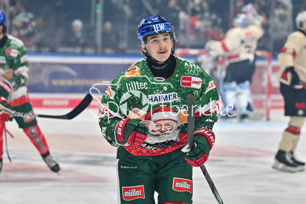 Augsburger Panther - Nürnberg Ice Tigers | Jubel der Hausherren nach dem Treffer zum 2-0 durch Anrei Moritz ELIAS (Augsburger Panther #46) / happy / Tor / Freude / Torschuetze / DEL: Augsburger Panther - Nuernberg Ice Tigers, Curt Frenzel Stadion am 06.12.2024