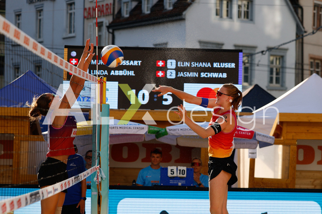 Obi BeachTour 2026 - Basel | BASEL, SWITZERLAND - JULY 17: MURIEL BOSSART (SUI) during the Obi BeachTour 2026 match between BOSSART / ABBÜHL (SUI) and KLUSER / SCHWAB (SUI) at Barfüsserplatz on July 17, 2026 in Basel, Switzerland. - Realisiert mit Pictrs.com