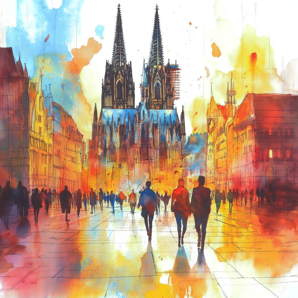 2501044 - Abstrakte Köln Illustration | Abstraktes modernes Bild vom Kölner Dom im Stil einer Illustration.