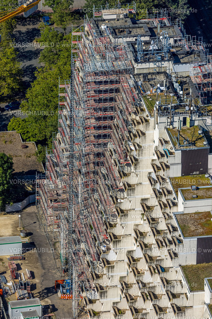 Dortmund240803888 | Luftbild, Hannibal II Wohnblock, Baugerüst für Renovierung und Sanierung, Vogelpothsweg, Dorstfeld, Dortmund, Ruhrgebiet, Nordrhein-Westfalen, Deutschland