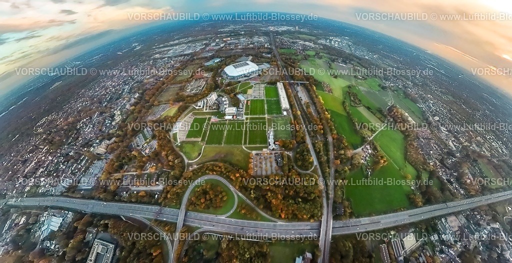 Gelsenkirchen231190104Schalke04-topaz | Luftbild, Bundesligastadion Veltins-Arena des FC Schalke 04, auch Arena AufSchalke Fußballstadion, Berger Feld mit Trainingsplätzen und Hotelanlagen an der Autoban A2, Erdkugel, Fisheye Aufnahme, Fischaugen Aufnahme, 360 Grad Aufnahme, tiny world, little planet, fisheye Bild, Erle, Gelsenkirchen, Ruhrgebiet, Nordrhein-Westfalen, Deutschland