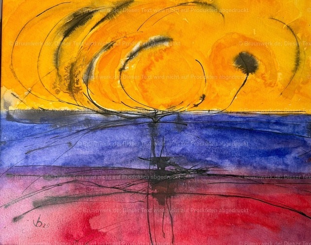 "Ich bin das Licht der Welt 2" | Aquarell über Tusche auf 640 g/qm Hahnemühle-Bütten, 28x35 cm - Realisiert mit Pictrs.com