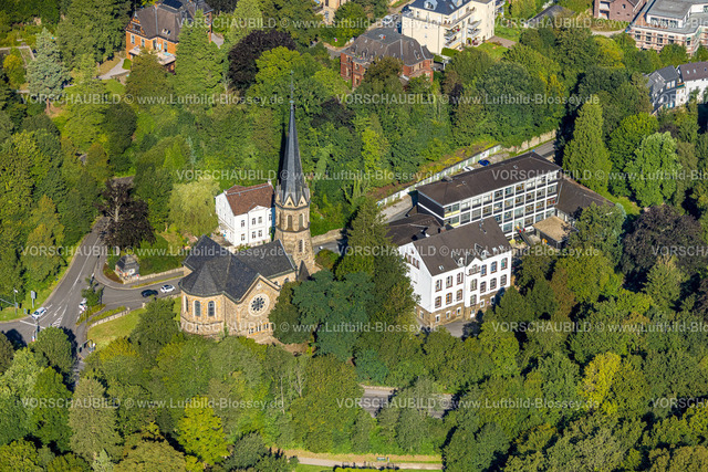 Velbert240811676Langenberg | Luftbild, Eventkirche Veranstaltungsort, Stadtteilbibliothek, Langenberg, Velbert, Ruhrgebiet, Nordrhein-Westfalen, Deutschland