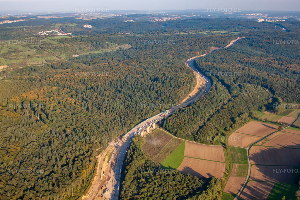Luftbild: Mutschelbach, Baustelle A8 im Ortsteil Nöttingen in Remchingen im Bundesland Baden-Württemberg in Deutschland. – Foto: IMG_59831.jpg vom 24.09.2013 durch Werner Riehm/FLY-FOTO.de – Auflösung des Originals: 4752 x 3168 px