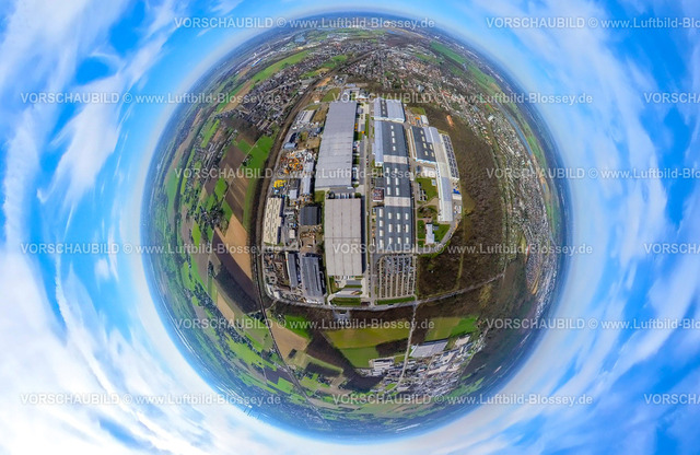 Voerde240390021FriedrichsfeldFlender | Luftbild, Gewerbegebiet Am 
Industriepark, Werk Flender, WM Group, Winergy, Ausbau der Betuweroute und Betuwe-Linie Eisenbahnstrecke, Erdkugel, Fisheye Aufnahme, Fischaugen Aufnahme, 360 Grad Aufnahme, tiny world, little planet, fisheye Bild, Friedrichsfeld, Voerde, Niederrhein, Nordrhein-Westfalen, Deutschland