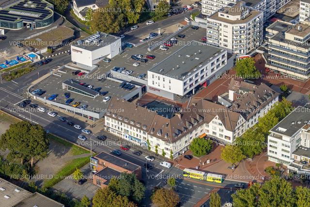 Kreuztal230911548 | Luftbild, Einkaufszentrum Marburger Straße Einkaufsstraße und Fußgängerzone mit Marktplatz, Kreuztal, Siegerland, Nordrhein-Westfalen, Deutschland