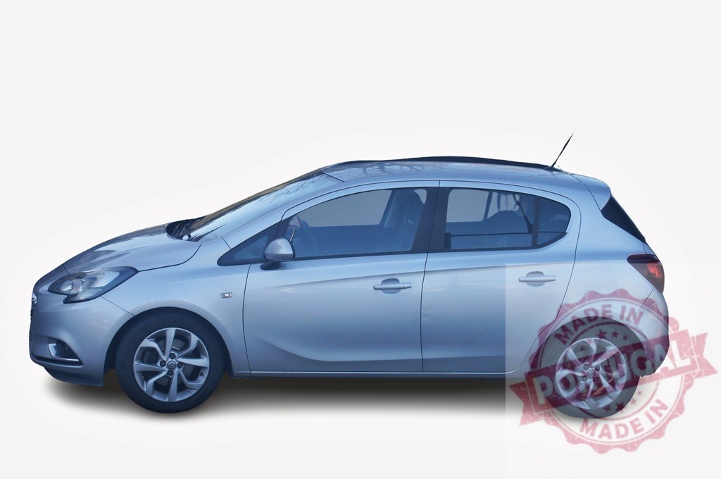 Silver Opel Corsa Enjoying a Quiet Ride on White Background | Stylish silver Opel Corsa is parked on a seamless white background, showcasing its modern design - Realized with Pictrs.com