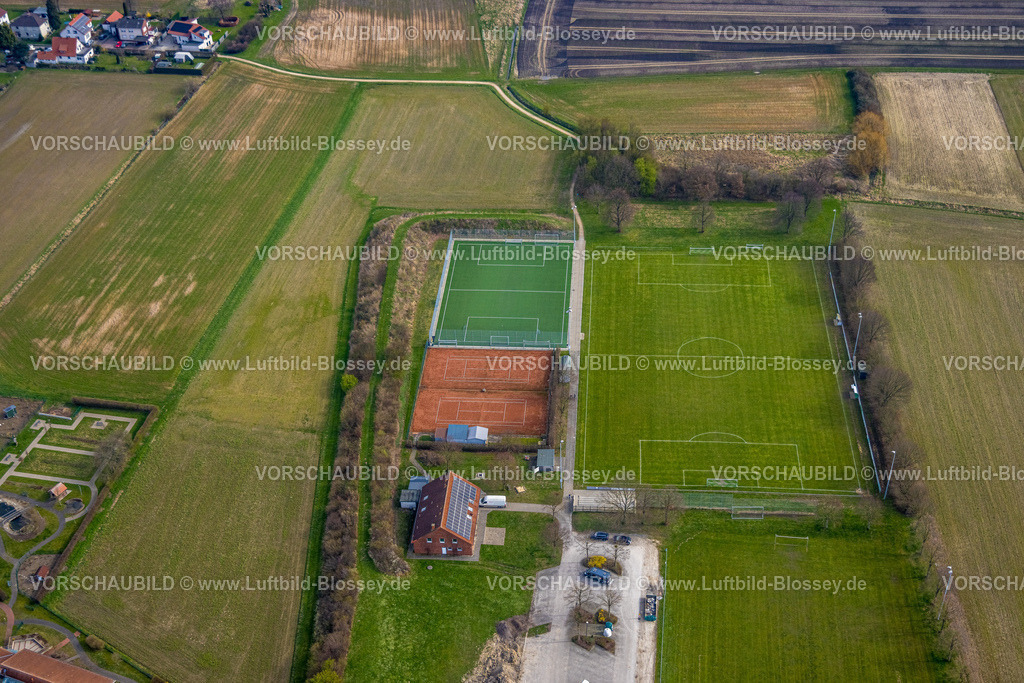 Lippetal240307174 | Luftbild, Fußballstadion und Tennisplätze SV Germania Hovestadt-Nordwald, Ortsteil Hovestadt, Lippetal, Herzfeld, Nordrhein-Westfalen, Deutschland