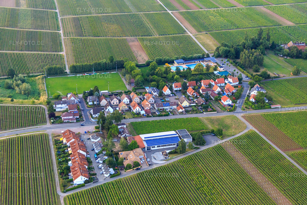 Luftbild: Im Damm im Ortsteil Eckel mit P.O.T.H. Metallwaren GmbH in Edesheim im Bundesland Rheinland-Pfalz in Deutschland. Foto: IMG_082711.jpg vom 25.06.2015 durch Werner Riehm/FLY-FOTO.deWWW.POTH-METALLWAREN.DE