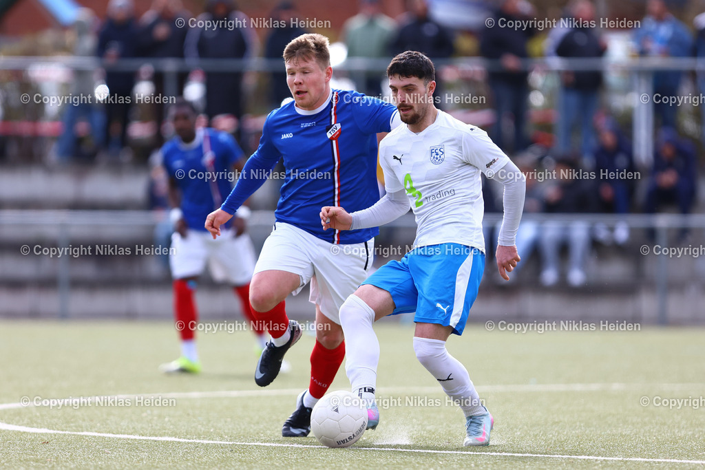 NH_TSVSasel_FCSuederelbe_OberligaHamburg_03042026 | #6 Jean-Lucas Gerken (TSV Sasel), #6 Ardit Demiri (FC Süderelbe)Fußball I Herren I Gamesright Oberliga Hamburg I Saison 2025-2026  I 18. Spieltag I TSV Sasel - FC Süderelbe I 03.04.2026 I Sportplatz Parkweg