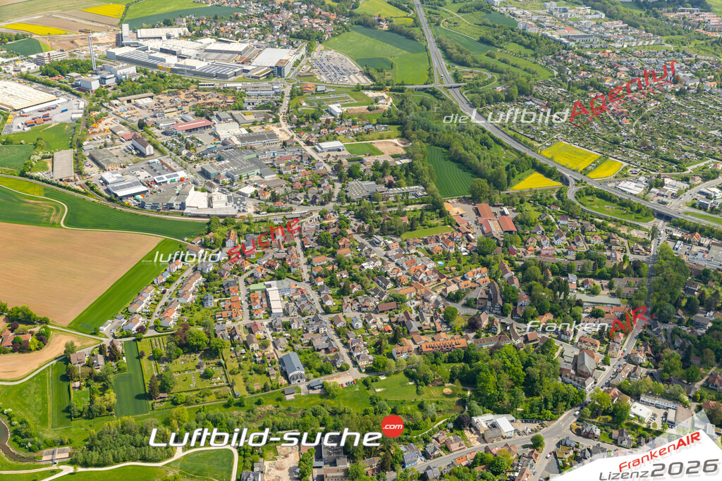 Die Luftaufnahme Neuses - Coburg wurde 2022 vom Flugzeug aus (keine Drohne) erstellt. Hohe Auflösung -für große Poster und Wandbilder geeignet - Garantiert!