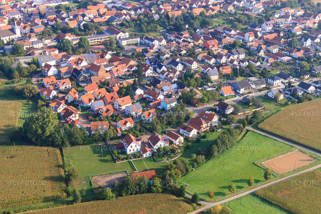 Luftbild: Limourstr in Minfeld im Bundesland Rheinland-Pfalz in Deutschland. Foto: IMG_45351.jpg vom 24.09.2011 durch Werner Riehm/FLY-FOTO.de