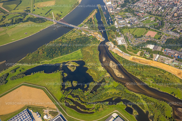 Wesel240805483Lippemuendung300dpi | Luftbild, Lipperenaturierung, Lippemündung in den Rhein, B58n Südumgehung, Lippeverlauf, Fluss Lippe, Lippeverband, , Wesel, Ruhrgebiet, Nordrhein-Westfalen, Deutschland