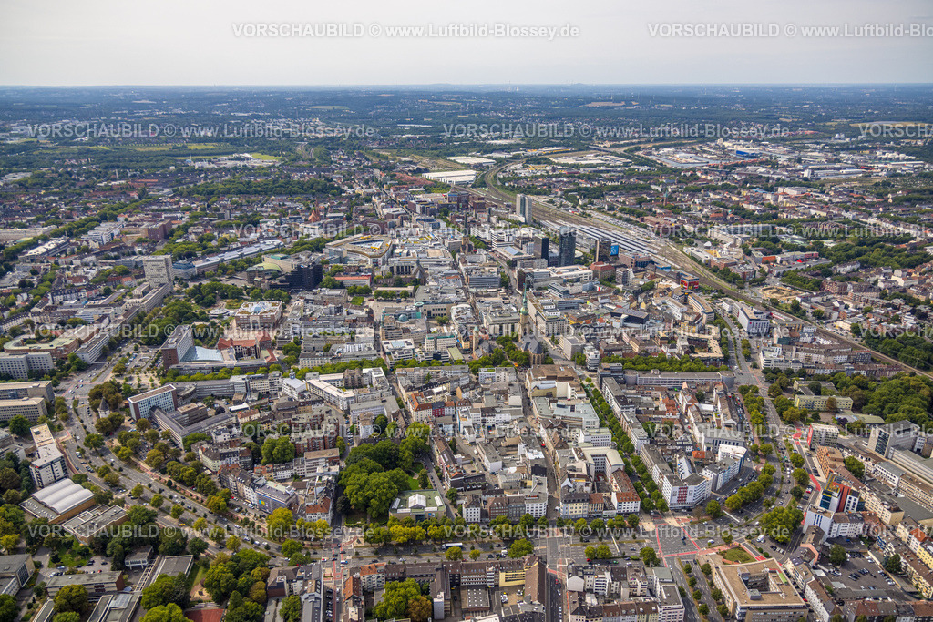 Dortmund250803821 | Luftbild, Innenstadtansicht und Wallring, Hauptbahnhof Hbf, City, Dortmund, Ruhrgebiet, Nordrhein-Westfalen, Deutschland